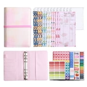 Iumwxz stationary A6 Gradient Binding Macaron Binder Ledger Notebook Leather Binder Cash Budget Book Office supplies Pink Paper Reduced Price