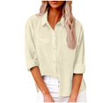 thumbnail image 1 of Yuyuzo Womens Button down Shirts Cotton Linen Fall Loose Casual Long Sleeve Solid Color Blouses, 1 of 5