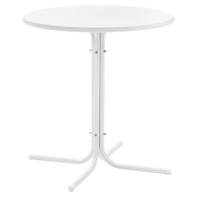 Afuera Living Steel Metal Outdoor Bistro Table in White Satin