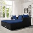 thumbnail image 2 of Topbuy Patio Rattan Daybed with Cushions and 4 Pillows, Navy, 2 of 10