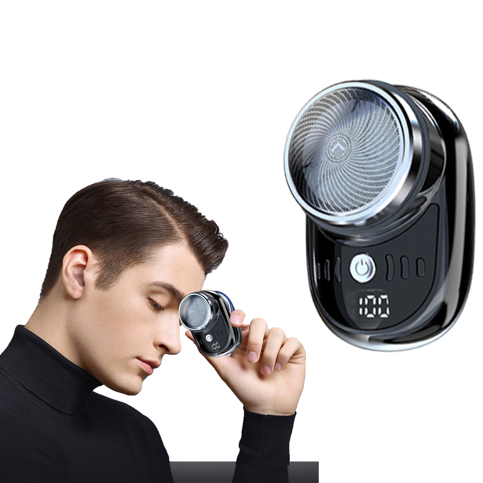 EARKITY Mini Electric Razor for Men, Portable Electric Shavers, Men's Electric Shaver Rotary Replacement, USB Rechargeable Easy One-Button, Wet and Dry, Waterproof Electric Razor for Home, Car Travel