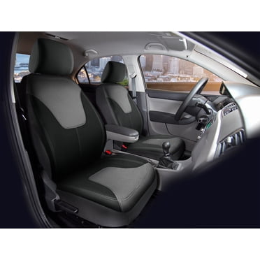 Auto Drive Twill Jacquard Front Car Seat Cover Black/Grey 2-Piece