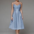 thumbnail image 2 of Hontri Robes de Soirée pour Femmes Robe Trapèze en Dentelle avec Appliqués Longue Robe de Mariée pour la Mariée en Mousseline Boho Robes de Mariée avec Fente Robes d'Invitée de Mariage pour Femmes Bleu, TG, 2 of 6