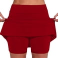 thumbnail image 1 of Pantalons d'Été pour Femmes Taille Mi-Haute Active Jupe-Short Décontractée avec Poches Deux Pièces Jupe en Lin Rouge TG, 1 of 3