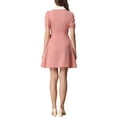 thumbnail image 3 of INSPIRE CHIC Women's Button Down Contrast Peter Pan Collar Lace up Dress XL Pink, 3 of 6