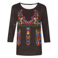 thumbnail image 4 of HKEJIAOI Hauts pour Femmes à Manches 3/4, Imprimé Floral, Col Ras du Cou, TTG, Blouse d'Été, 4 of 5