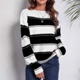 thumbnail image 1 of Dvkptbk Sweaters for Women Femmes Rond-Col Bande Épissage Pull Récréatif Tricot Pull Manches Longues Clothes sur l'Autorisation, 1 of 9