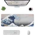 thumbnail image 4 of Extended Large Mouse Pad, Wave Painting Big Gaming Mouse Mat Non-Slip Water-Resistant Rubber Base Computer Keyboard Mouse Mat 31.5X11.8 inch Large Kanagawa Full Desk Mousepad 3D Pattern Keyboard Mat, 4 of 5