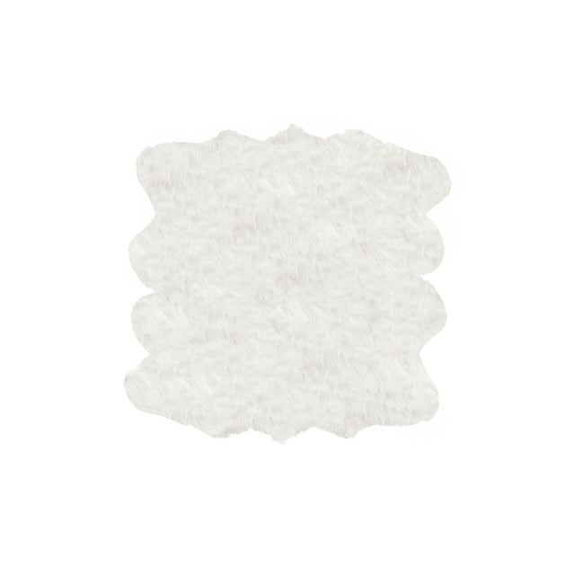 H-LUXE Gordon Faux Sheepskin Rug in white with a natural sheepskin shape, featuring thick plush acrylic pile and microsuede anti-skid backing, ideal for indoor use in living rooms, bedrooms, or as a cozy seat cover.