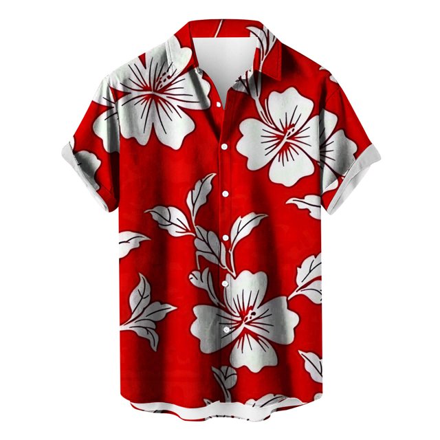Birdeem Chemises pour Hommes Hommes Imprimé Bouton Décontracté Manches Courtes Col Rabattu Blouse Chemise