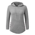 thumbnail image 1 of Chandails à Capuchon pour Femmes, Chandails Molletonnés Surdimensionnés, Chemises à Manches Longues, Chandails, Pulls d'Automne, Hauts, Gris, TG, 1 of 6