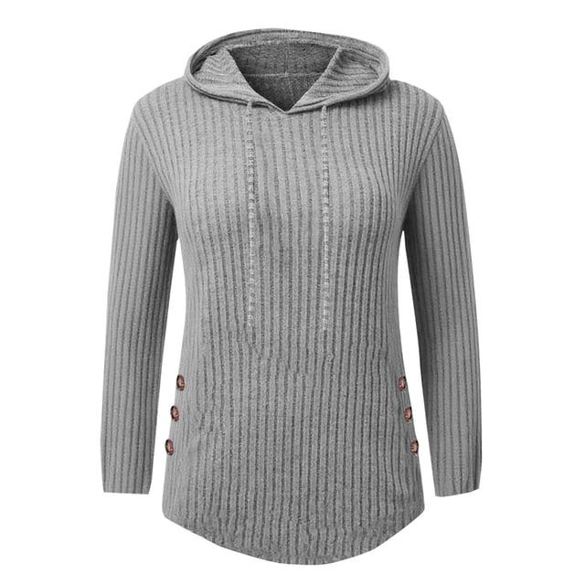 Chandails à Capuchon pour Femmes, Chandails Molletonnés Surdimensionnés, Chemises à Manches Longues, Chandails, Pulls d'Automne, Hauts, Gris, TG