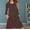 Coffee, variant on Long Dress with Pockets Ladies Fashion Casual Long Sleeve Pure Color Loose T-shirt Dress with Pockets
