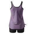 thumbnail image 5 of RKSTN Tankini Swimsuits for Women Summer Fashion Solid ColorConservative Two Piece Set Bathing Suits with Boyshorts Loose Plus Size Round Neck Sleeveless Pleated Swimsuits, 5 of 5