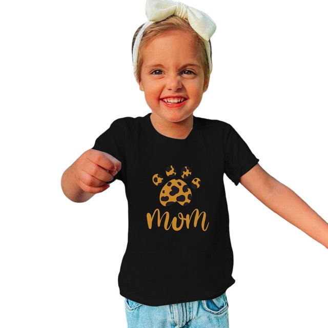 B91xZ Tunique Graphique Décontractée en Coton pour Filles et Tout-Petits Été Col Rond, Noir 18-24 Mois