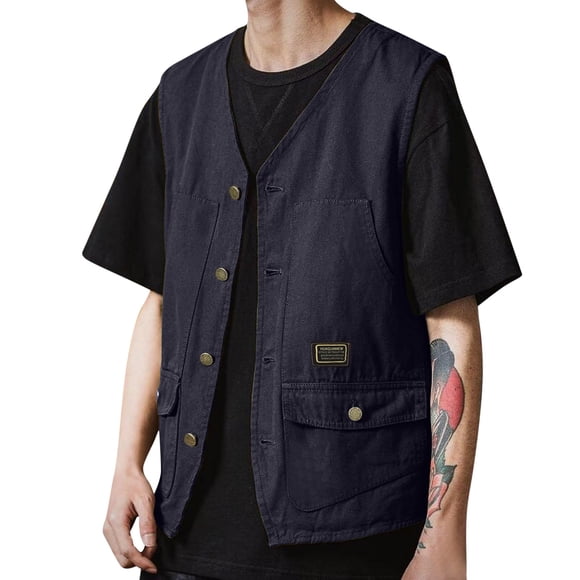 Gilet de Travail Vintage d'Été pour Homme - Sans Manches pour l'Extérieur avec Design Plié - Style Mode et Détente pour Tous les Jours