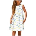 thumbnail image 1 of PMVFHDE Tenue d'Été pour Filles Mode Filles Mignonne Printemps et Été Imprimée Col Rond Sans Manches Robe Décontractée (3), Blanc, 9-10, 1 of 5
