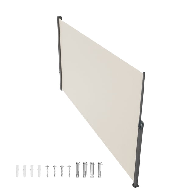 KFFKFF Store Latérale Enroulable, Cloison d'Intimité Extérieure 71 Pieds' x 138 Pieds', Toile d'Ombre Rétractable pour Terrasse en Polyester 180 g Résistante à l'Eau, Séparateur d'Espace Pare-Vent UV 30+ pour Terrasse, Jardin, Balcon, Beige
