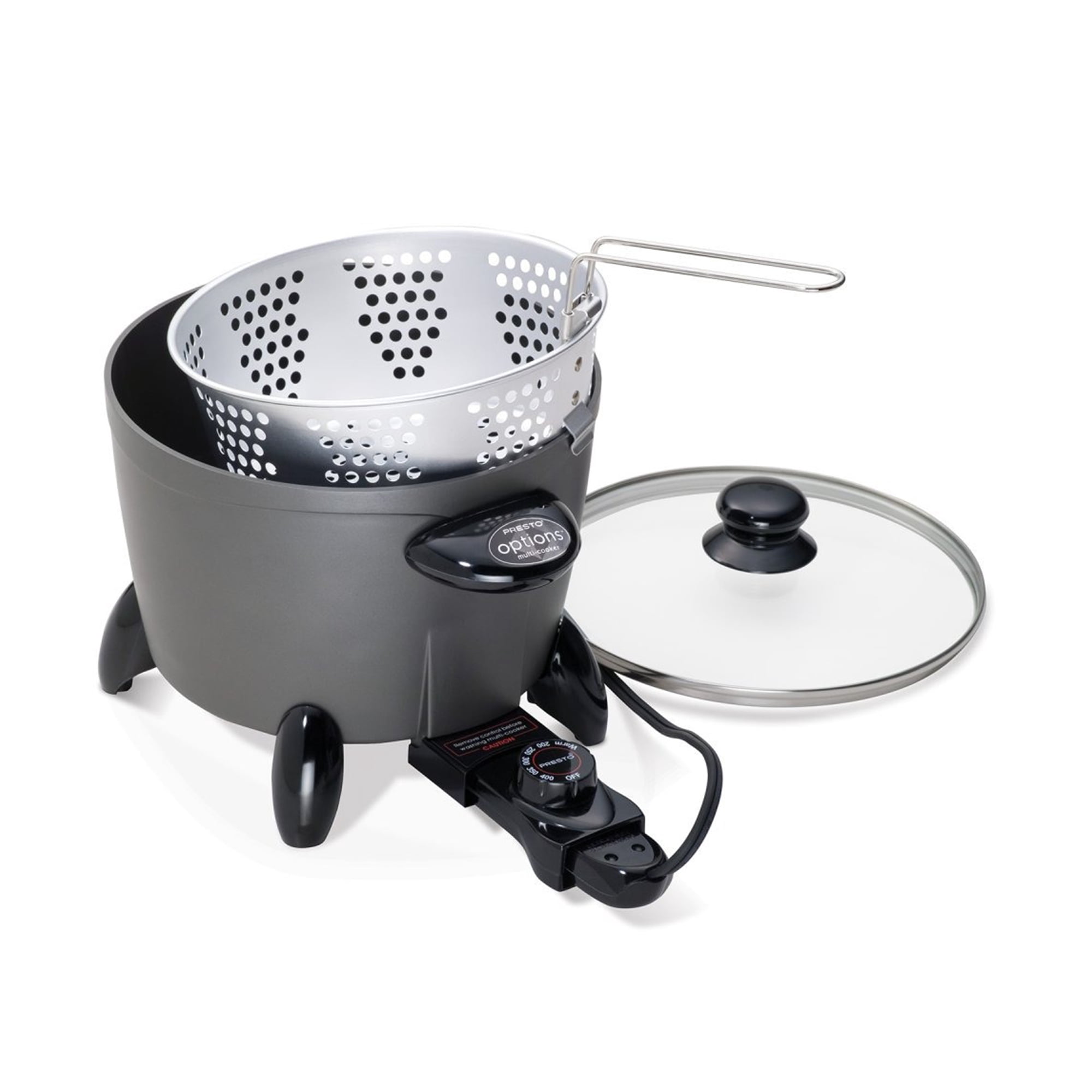 Presto Options Electric Multi Cooker, Steamer and Deep Fryer with Ceramic Nonstick Finish