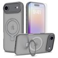 thumbnail image 1 of Asuwish Phone Case for iPhone 17 Air 6.5 inch Tempered Glass Screen Protector Magnetic Folding Stand Frosted Translucent Rugged Shockproof Protective Cell Cover i Phone17 i17 17Air Women Men Grey, 1 of 6