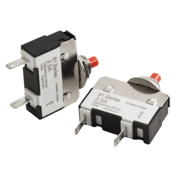 Lefu 2 Pcs 2.5/3/4/5A 91 Series Manual Reset Thermal Switch DC Circuit Breaker Over Current Overload Protector