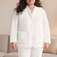 thumbnail image 2 of Yuyuzo Hauts de Pyjama pour Femmes en Molleton Duveteux à Col en V, Cardigans de Détente Chauds et Doux à Manches Longues, Chemisiers de Pyjama Boutonnés, 2 of 7