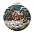thumbnail image 1 of TopLLC Christmas Embroidery Kit With Embroidery Hoop 2024 New Easy Embroidery Kit For Beginners And Adults Winter Snowy Village Full Embroidery Hoop Kit With Needles Embroidery material packages, 1 of 1