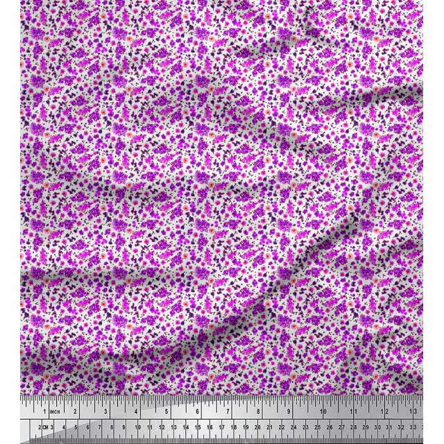 Soimoi Polyester Crepe Fabric Flower Watercolor Print Sewing Fabric Yard 42 Inch Wide