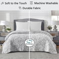 thumbnail image 2 of Mainstays Botanical Floral Stitched Quilt, King, Light Grey, Reversible Lightweight Bedding, 2 of 4