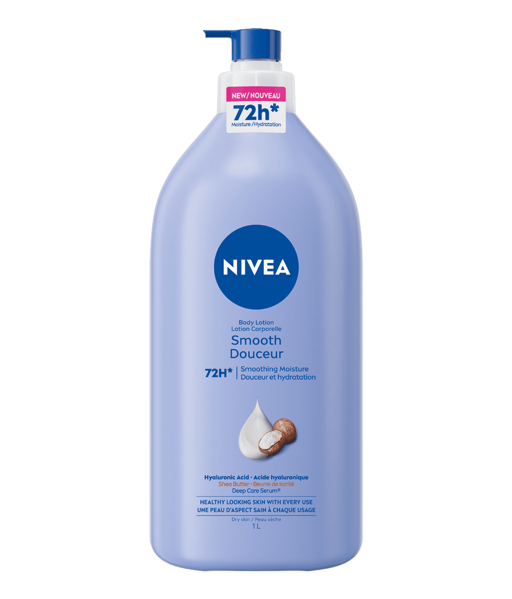 NIVEA Smooth 72-Hr Moisturizing Body Lotion for Dry Skin with Hyaluronic Acid, 1 L
