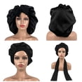 thumbnail image 2 of Satin Bonnet Skin-friendly Wear Resistant Imitation Silk Braid Sleeping Bonnet Cap for Home, 2 of 10