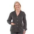 thumbnail image 1 of Silverts Women Fleece Cardigan Open Back Sweater, 3XL Plus Size, Grey, 1 of 2