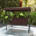 thumbnail image 3 of Costway 3-Seat Outdoor Converting Patio Swing Glider Adjustable Canopy Porch Swing Coffee, 3 of 10