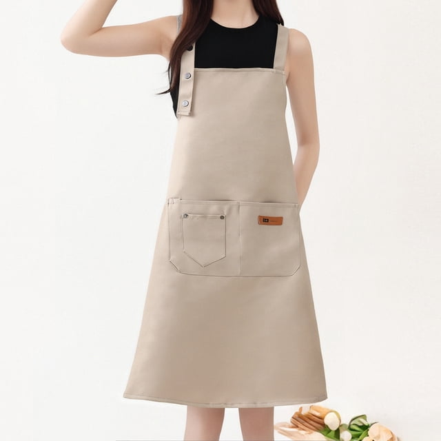 Long Cottons Apron Waterproof Oil Resistants Kitchen Apron For Cooking Baking Cleaning Adjustable Ties Bib Adult Unisex