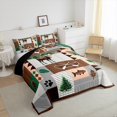 thumbnail image 3 of Ensemble de Douillette Moose Lodge, Ensemble de Literie Aventure Rustique Ferme Bateau Achigan pour Chambre d'Enfants Ados, Ensemble de Courtepointe Patchwork Rétro Carreaux Rayures Brun Gris 2 Pcs avec 1 Taie d'Oreiller, Tout-Petit, 3 of 6