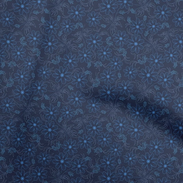 oneOone Rayon Dark Blue Fabric Floral Sewing Craft Projects Fabric Prints By Yard 56 Inch Wide