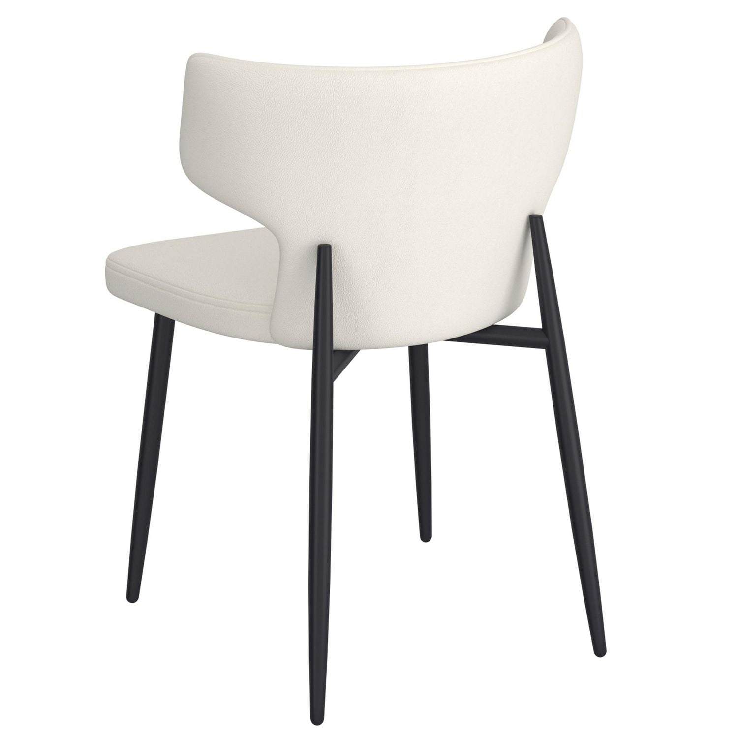 Chaise contemporaine de salle à manger en similicuir et en métal, ensemble de 2 – beige et noir