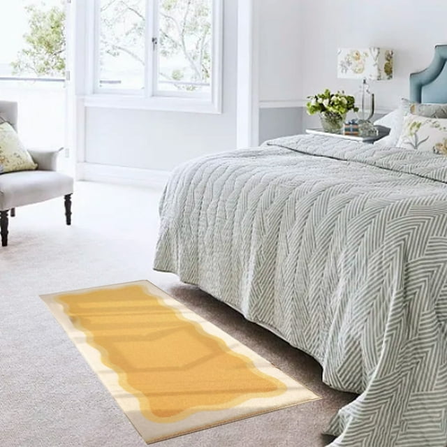 Estbridge Soft Bedroom Rugs - Bedside Rug Flocking Carpet with Non-Slip Rubber Bottom Modern Design Easy to Clean - Ideal for Bedroom Living Room Nursery College Dorm - 40cmx80cm