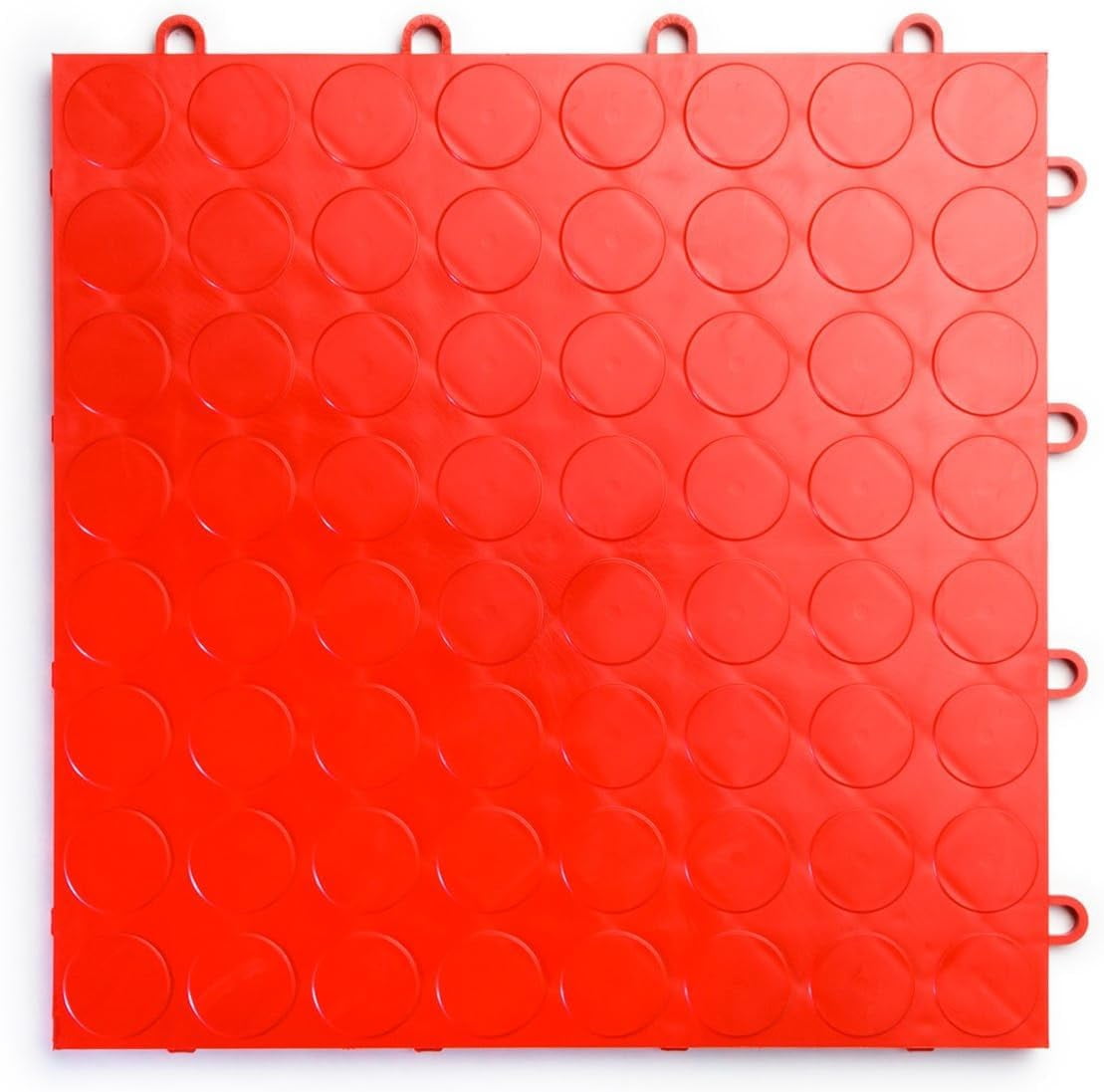 Big Floors Carrelage de Plancher de Garage Modulaire à Emboîtement en Copolymère Durable RaceDeck CircleTrac (Lot de 24), Rouge