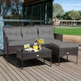 thumbnail image 1 of Gymax 3PCS Patio Rattan Sectional Conversation Furniture Set w/ Grey Cushions, 1 of 7