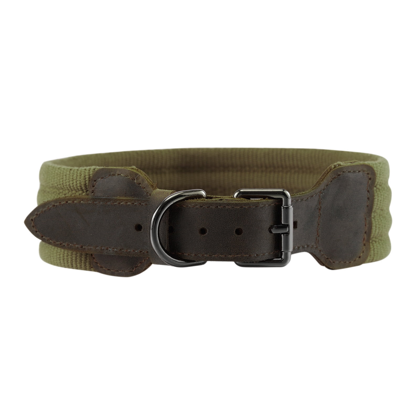 Collier pour Chien Robuste Webbing à Boucle Ajustable pour Chiens Moyens et Grands Vert Armée