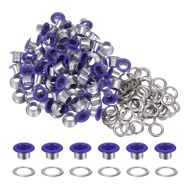 Unique Bargains 100PCS Grommets Eyelets 1/4 Inch (6mm) ID Hole Metal Self Backing Eyelet with Washers for Leather Purple