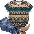 thumbnail image 4 of SMihono Hauts pour Femmes Été Décontracté Mode Confortable Col Rond Manches Courtes Imprimé Blouse T-shirt Oversize pour Femmes 2023, 4 of 5