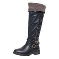 thumbnail image 4 of Dakaela Women's Knee High Boots Comfort Buckle Riding Combat Boot Round Toe Long Tall Fall Winter Shoes, 4 of 5