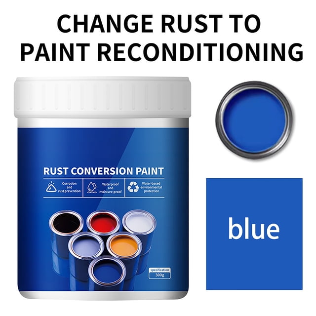 Yhmxh Fournitures de Nettoyage Nettoyant Polyvalent Résistant aux Intempéries Peinture Convertisseur de Rouille pour Métal à Base d'Eau Peinture Anti-Rouille Réduite Peinture Métallique Sans Rouille Peinture de Conversion de Rouille Couleur Acier Carrelage Rénovations 300g