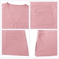 thumbnail image 4 of JDQJBZ Unisex Solid Color V Neck Pocket Top Short Sleeve Casual Work Shirt, 4 of 5