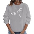 thumbnail image 1 of Penkiiy Blouses pour Femmes Hauts pour Femmes Automne Manches Longues Chandail Ample à Enfiler Chemise Décontractée Dames Imprimé Poitrine Col Rond Chandails Gris Vêtements Y2K, 1 of 8