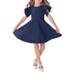 thumbnail image 1 of QIPOPIQ Robe Patineuse de Fête pour Fille à Manches Courtes, Décontractée, Vintage, Col Peter Pan, Coupe Évasée, avec Poches, 4-12 Ans, Liquidation, 1 of 4