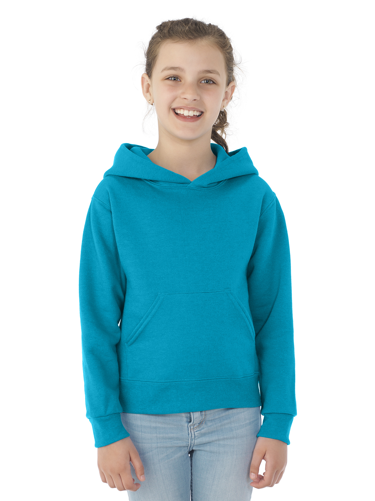 Jerzees Youth NuBlend Pull Over Hooded Sweatshirt, L, California Blue