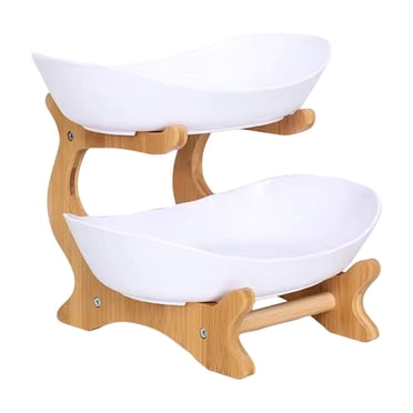 Liquidation Aujourd'hui! Plateau à Fruits en Céramique à Plusieurs Couches avec Cadre en Bois, Plateau Européen pour Fruits Secs, Plateau à Collations pour la Maison, Panier à Bonbons et Fruits pour la Maison et les Fêtes